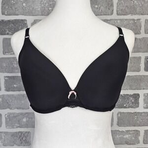 Victoria's Secret Angels 36D Black Bra Lace Trim No Wire Lined Comfort